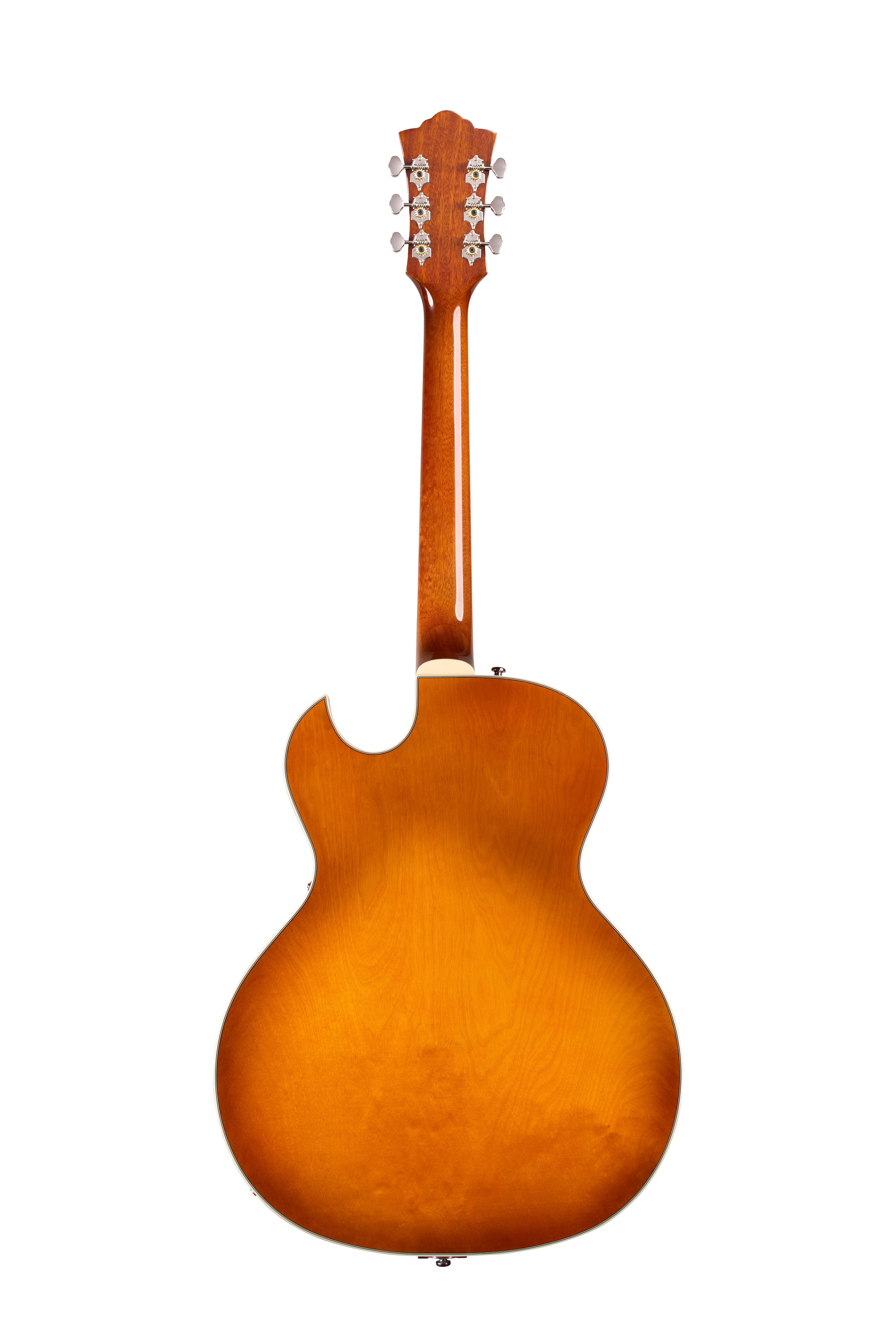 E-Gitarre, Hohlkorpus, Holzkorpus, Bernsteinfarben, Sechs Saiten
